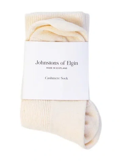 Pre-owned Johnstons Of Elgin Cashmere Solid Socks W/tags In Neutrals