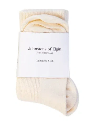 Pre-owned Johnstons Of Elgin Cashmere Solid Socks W/tags In Neutrals