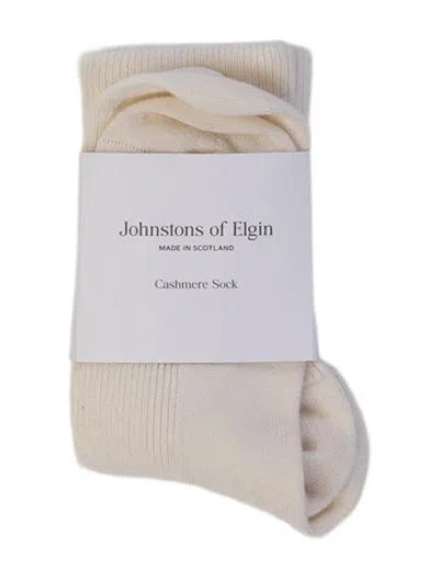Pre-owned Johnstons Of Elgin Cashmere Solid Socks W/tags In Neutrals
