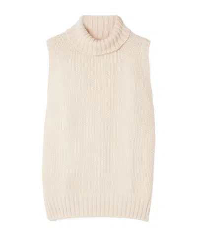 Johnstons Of Elgin Cashmere Turtleneck Sweater Vest In Neutral