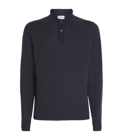 Johnstons Of Elgin Cashmere Tweel Polo Shirt In Black