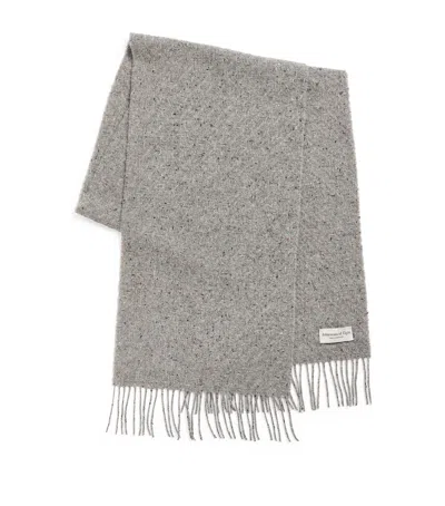 Johnstons Of Elgin Cashmere Twill Herringbone Scarf In Gray