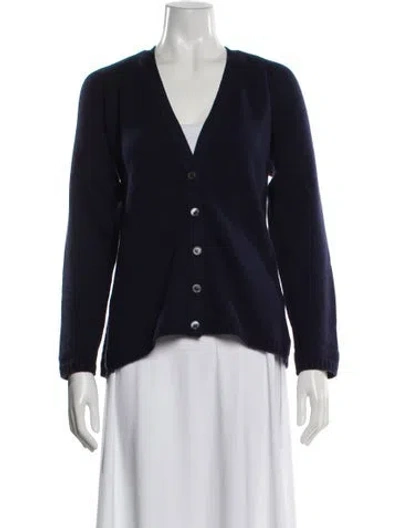 Pre-owned Johnstons Of Elgin Cashmere V-neck Sweater In Blue