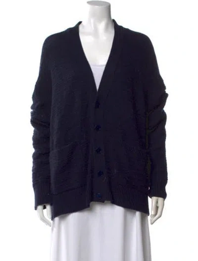 Pre-owned Johnstons Of Elgin Cashmere V-neck Sweater In Blue