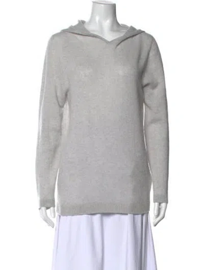 Pre-owned Johnstons Of Elgin Cashmere V-neck Sweater In Gray