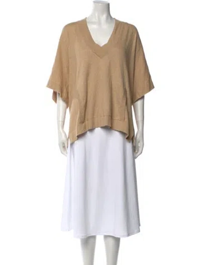 Pre-owned Johnstons Of Elgin Cashmere V-neck Sweater In Neutral