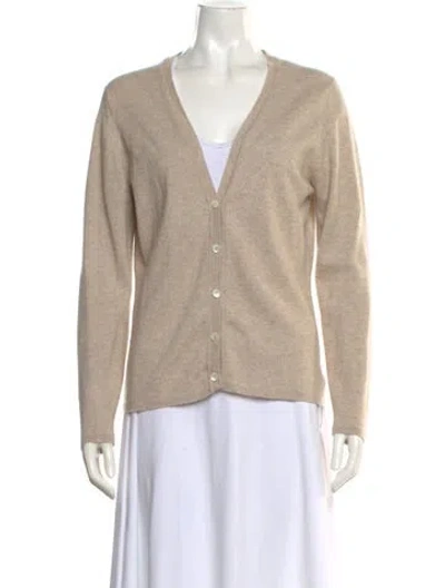 Pre-owned Johnstons Of Elgin Cashmere V-neck Sweater In Neutral