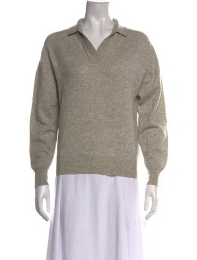 Pre-owned Johnstons Of Elgin Cashmere V-neck Sweater In Neutrals
