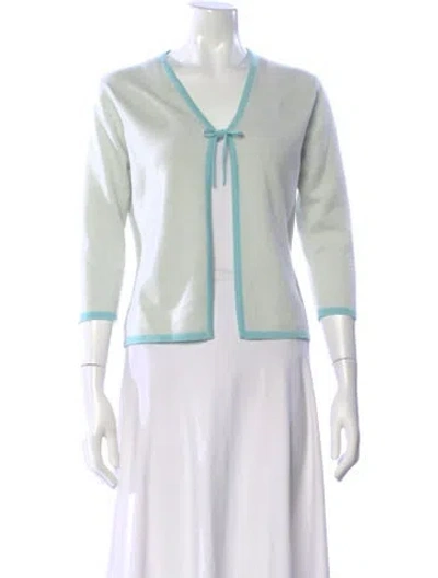 Pre-owned Johnstons Of Elgin Cashmere V-neck Sweater In White