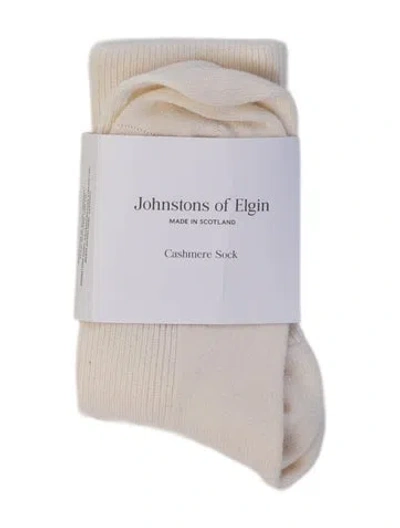 Pre-owned Johnstons Of Elgin Cashmere Woven Socks W/tags In Neutrals