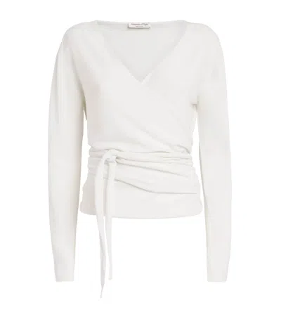 Johnstons Of Elgin Cashmere Wrap Cardigan In White