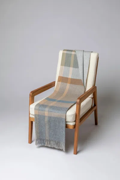 Johnstons Of Elgin Check Reversible Cashmere Throw In Birch In Gray