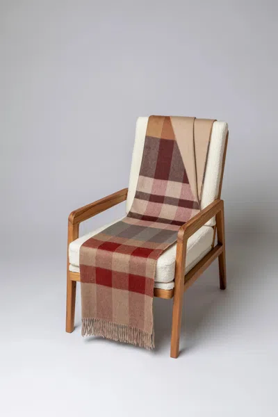 Johnstons Of Elgin Check Reversible Cashmere Throw In Rowan In Brown