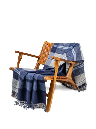 Johnstons Of Elgin Checked Reversible Throw In Blue