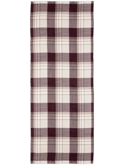 Johnstons Of Elgin Checked Scarf In Brown