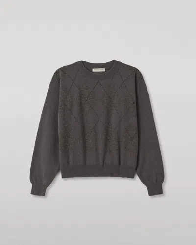 Johnstons Of Elgin Clan Mid Grey Argyle Cashmere Jumper In Gray