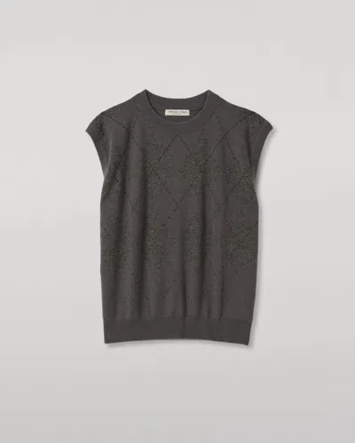 Johnstons Of Elgin Clan Mid Grey Argyle Cashmere Tank In Gray