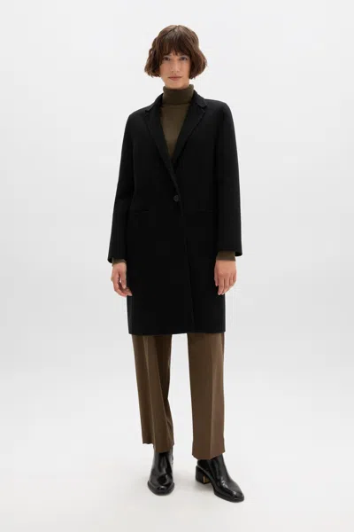 Johnstons Of Elgin Classic Black Cashmere Coat In Green