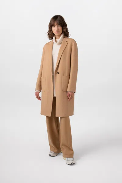 Johnstons Of Elgin Classic Camel Cashmere Coat In Metallic