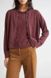 Johnstons Of Elgin Classic Cashmere Crewneck Cardigan In Burgundy