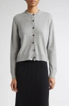Johnstons Of Elgin Classic Cashmere Crewneck Cardigan In Gray