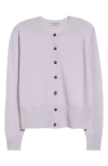 Johnstons Of Elgin Classic Cashmere Crewneck Cardigan In Lavender