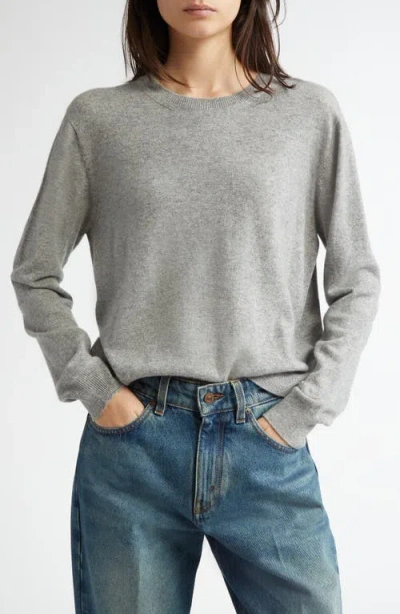 Johnstons Of Elgin Classic Cashmere Crewneck Sweater In Light Grey