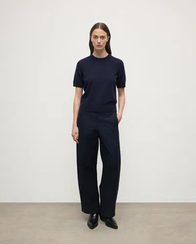 Johnstons Of Elgin Classic Cashmere Dark Navy T-shirt In Blue