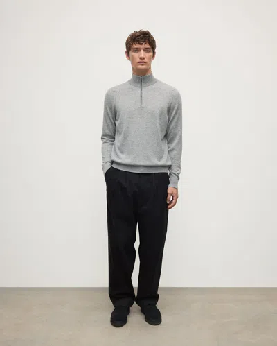 Johnstons Of Elgin Classic Cashmere Light Grey Zip Neck Jumper In Gray