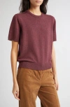 Johnstons Of Elgin Classic Cashmere Short Sleeve Sweater In Burgundy