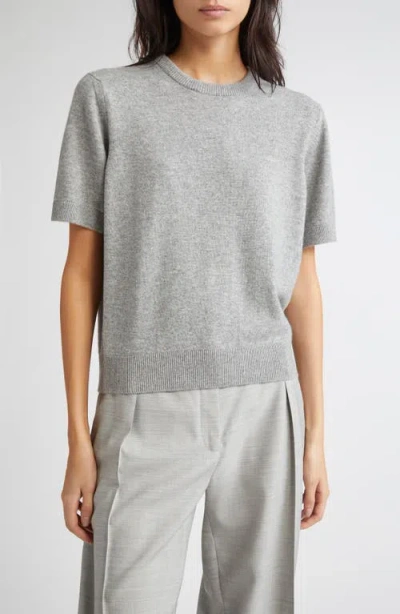 Johnstons Of Elgin Classic Cashmere Short Sleeve Sweater In Gray