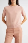 Johnstons Of Elgin Classic Cashmere Short Sleeve Sweater In Pink