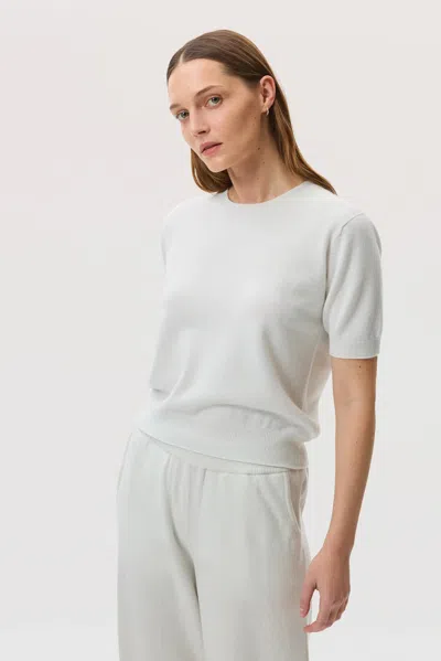 Classic Cashmere White T-shirt In Gray from Johnstons of Elgin