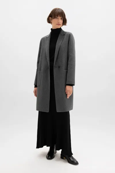 Johnstons Of Elgin Classic Mid Grey Cashmere Coat In Gray