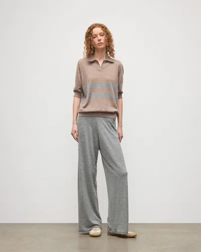 Johnstons Of Elgin Coira Stripe Superfine Cashmere Polo In Brown