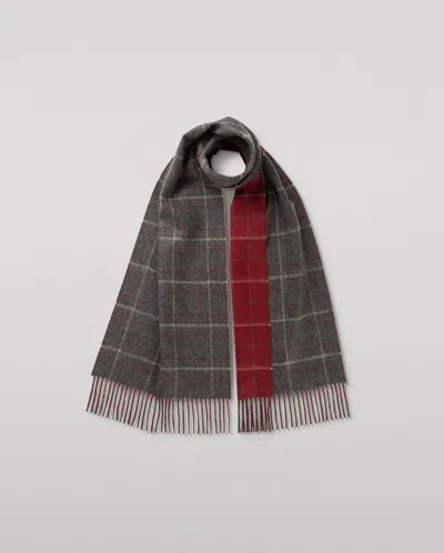 Johnstons Of Elgin Contrast Grey & Red Cashmere Scarf In Gray
