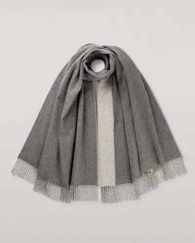 Johnstons Of Elgin Contrast Grey & Silver Cashmere Stole In Transparent