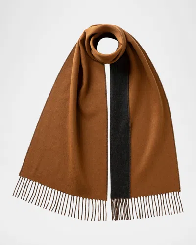 Johnstons Of Elgin Contrast Reversible Cashmere Scarf In Brown