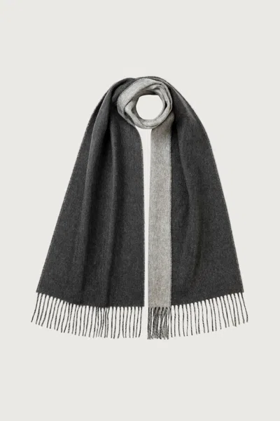 Johnstons Of Elgin Contrast Reversible Cashmere Scarf In Gray