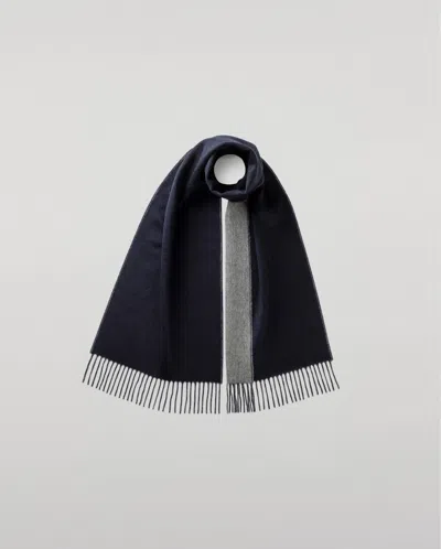 Johnstons Of Elgin Contrast Reversible Navy Cashmere Scarf In Blue