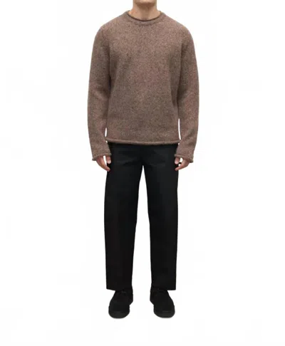 Johnstons Of Elgin Crew Neck Rolled Trims Sweater In Brown