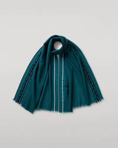 Johnstons Of Elgin Cyrus Float Edge Green Scarf