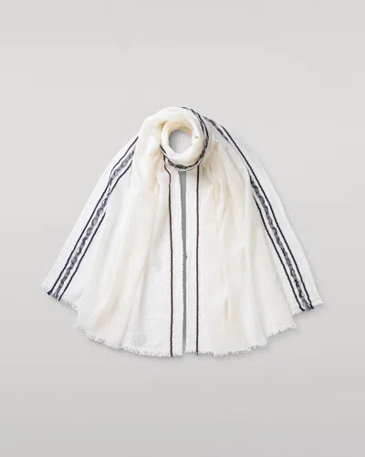 Johnstons Of Elgin Cyrus Float Edge White Scarf In Multi