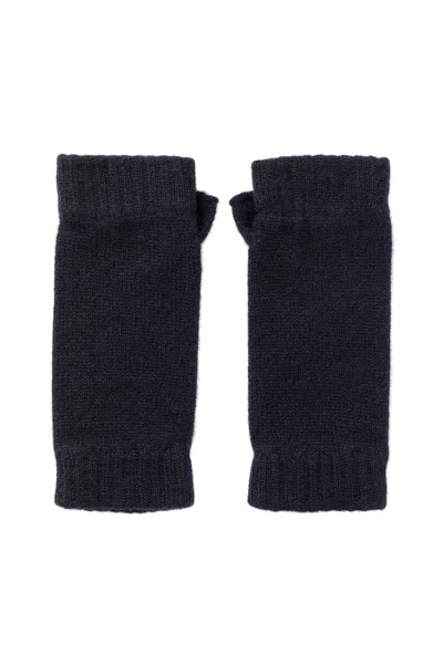 Johnstons Of Elgin Dark Navy Cashmere Wrist Warmers In Blue