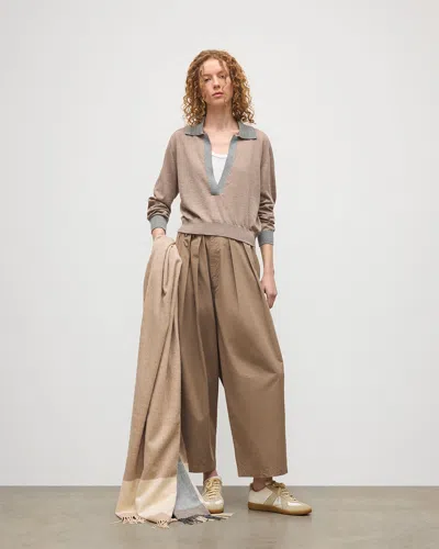 Johnstons Of Elgin Dee Brown & Grey Superfine Cashmere Polo Shirt