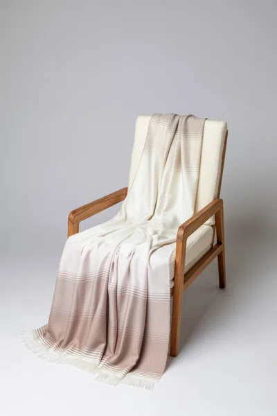 Johnstons Of Elgin Diffused Stripe Merino Wool Pink Throw In Brown