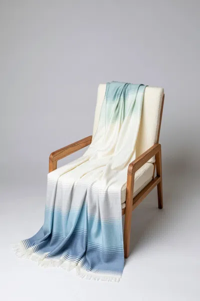 Johnstons Of Elgin Diffused Stripe Merino Wool Throw In Blue In Multi