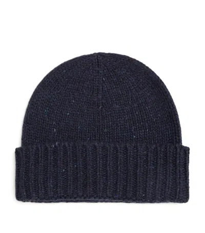 Johnstons Of Elgin Donegal Cashmere Beanie In Blue