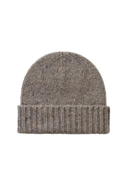 Johnstons Of Elgin Donegal Cashmere Brown Beanie In Gray