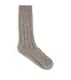 Johnstons Of Elgin Cable-knit Donegal Cashmere-blend Socks In Gray